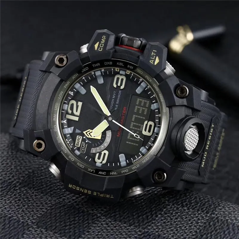 Original shock watch Digital Sport Quartz Unisex 1000 Watch Solar Large Dial Full Feature LED World Time GWG Oak Series
