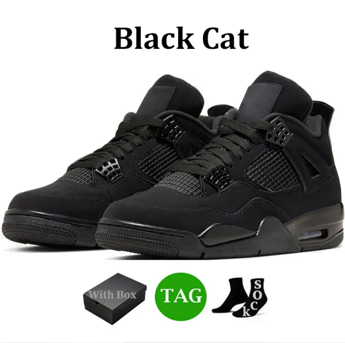 Avec la boîte Jumpman 4 Chaussures de basket-ball chat noir Hommes Femmes 4s Baskets pour hommes Baskets de sport Taille 5 5.5 6 6.5 7 7.5 8 8.5 9 9.5 10 10.5 11 11.5 12 12.5 13 13.5