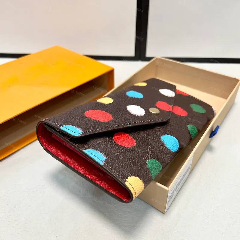 Dots Printed L-Shape Zip Wallet