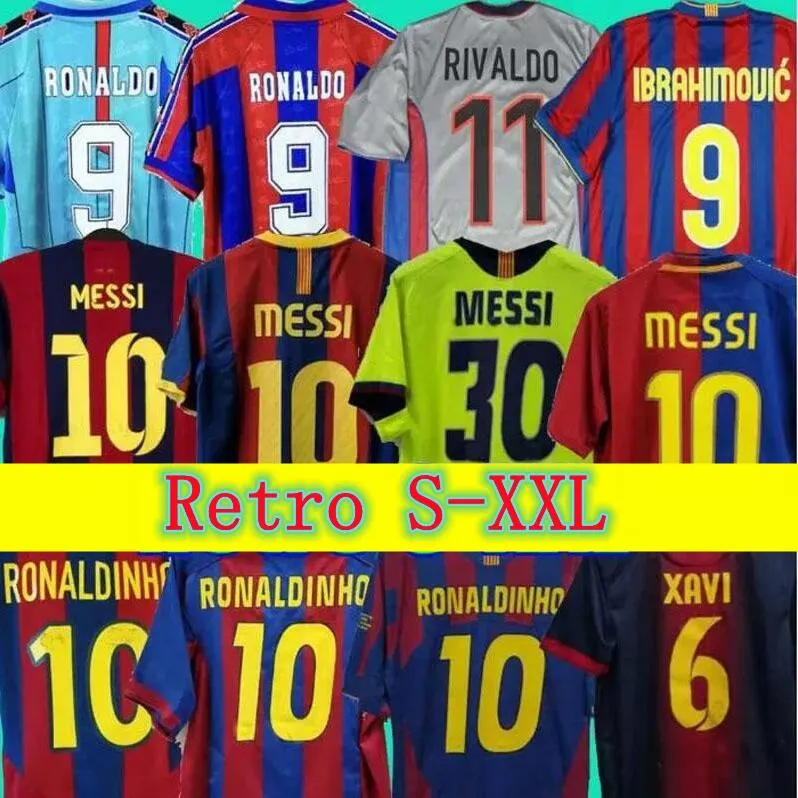 S Retro Soccer Jersey 96 97 03 04 05 06 07 08 09 10 11 14 15 Ronaldinho Divaldo Guardiola Puyol Iniesta Finals Maillot de Figo 1899