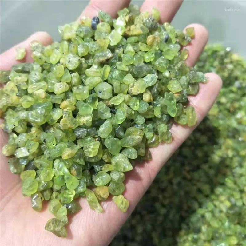 Decorative Figurines 5mm-7mm Natural Mini Olivine Quartz Crystal Gravel Tumbled Bulk Stone Healing Reiki