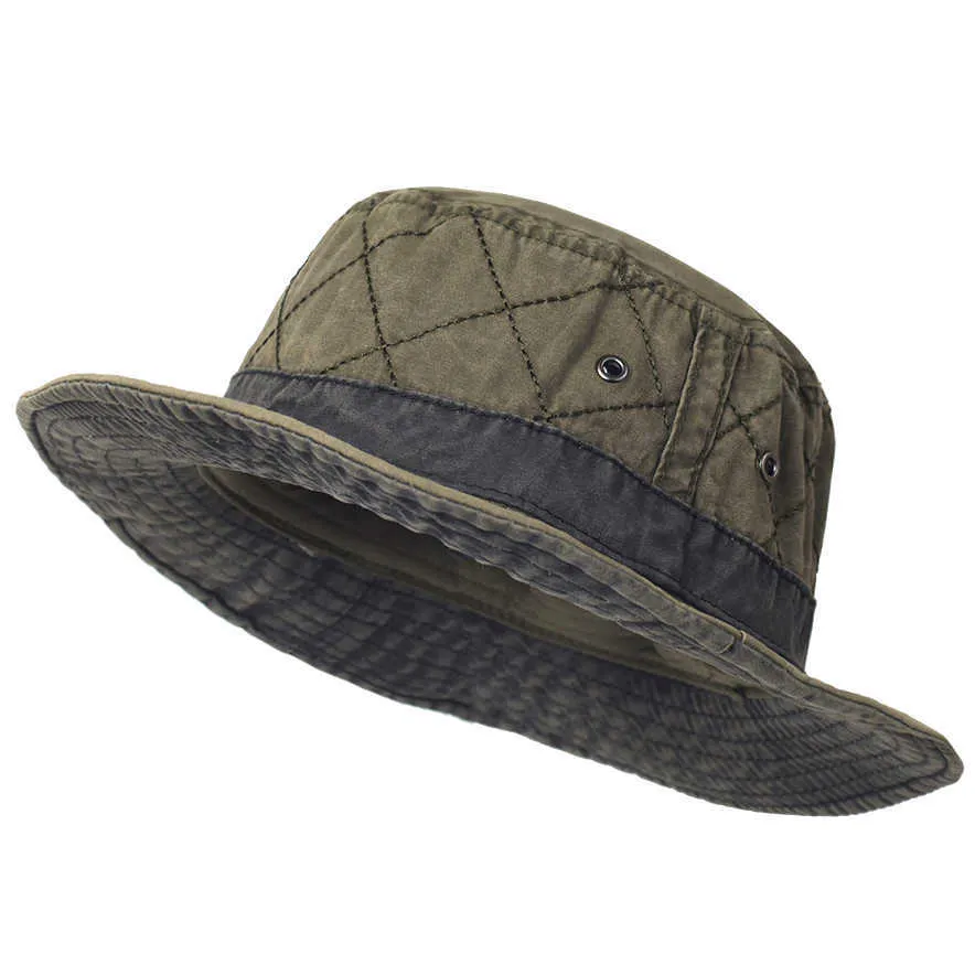 Summer Old Khaki Bucket Hat For Men And Women Wide Brim Washed