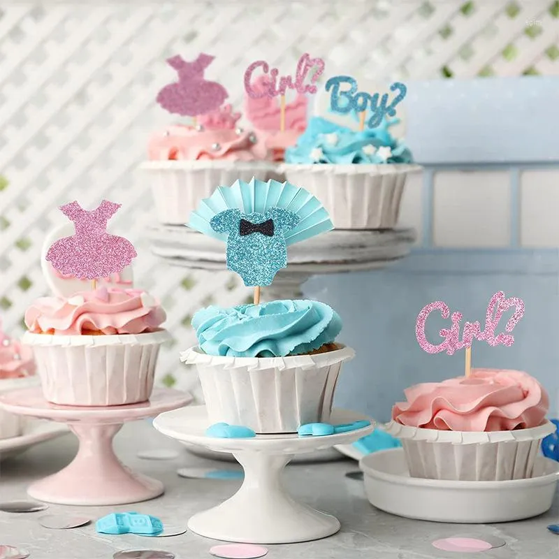  Fish Cupcake Toppers, Gender Reveal Fish Cupcake
