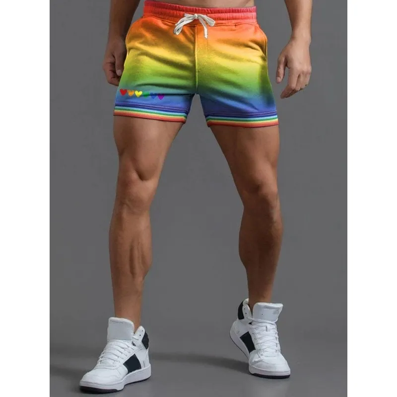 Men's Shorts Badassdude Rainbow Love Striped Casual 230308