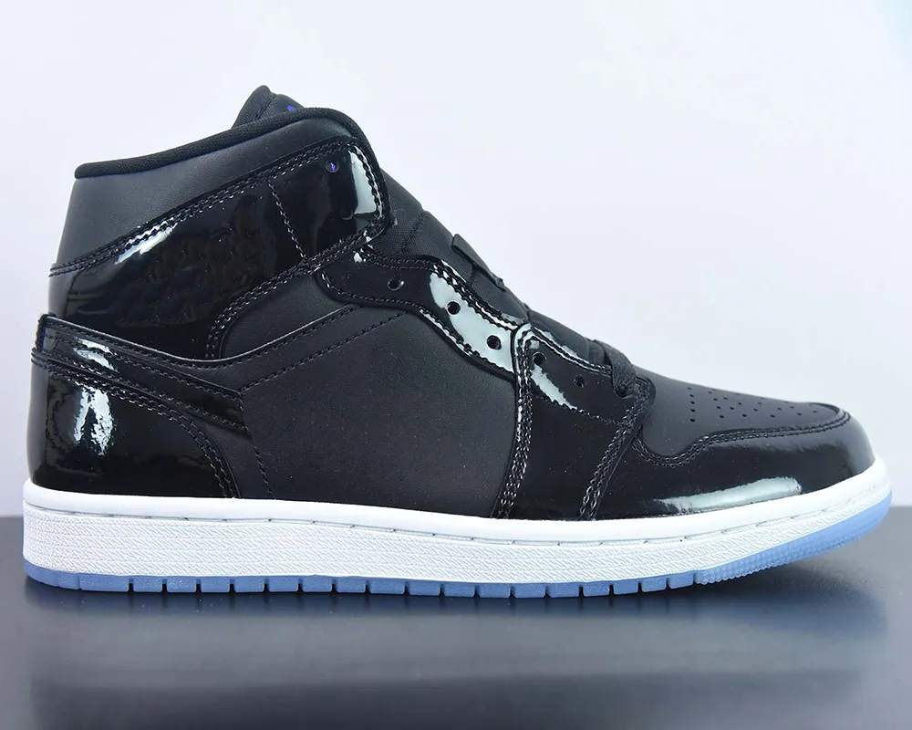 Jumpman 1 Mid Space Jam Basketball Shoes 1S Black Dark Concord White Fashion Trainers Sneakers Sports With Box