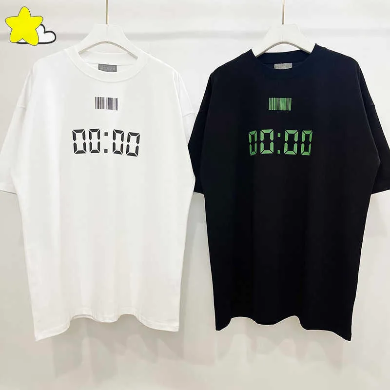 Herr t-shirts Vetements T Shirts Summer Black White Men Woman 1 1 Hip Hop Streetwear Time Streck Code Printing Overized Casual VTM Top Tees G230309