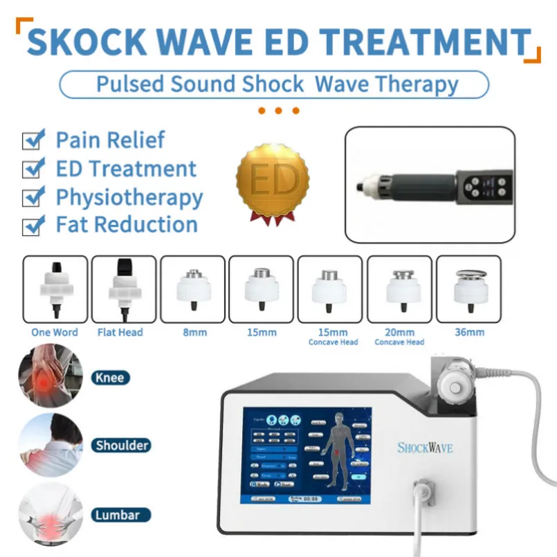 Professionell fokuserad chockvågterapi ESWT ERECtion Disfunctions Ed Acoustic Shock Wave Physical Therapy Equipment Smärta Borttagning #01210