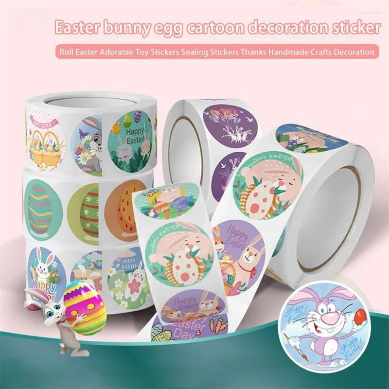 Gift Wrap 500pcsPcs 25mm Easter Sticker Kids Happy Egg Cartoon Sealing Labels Paper Spring