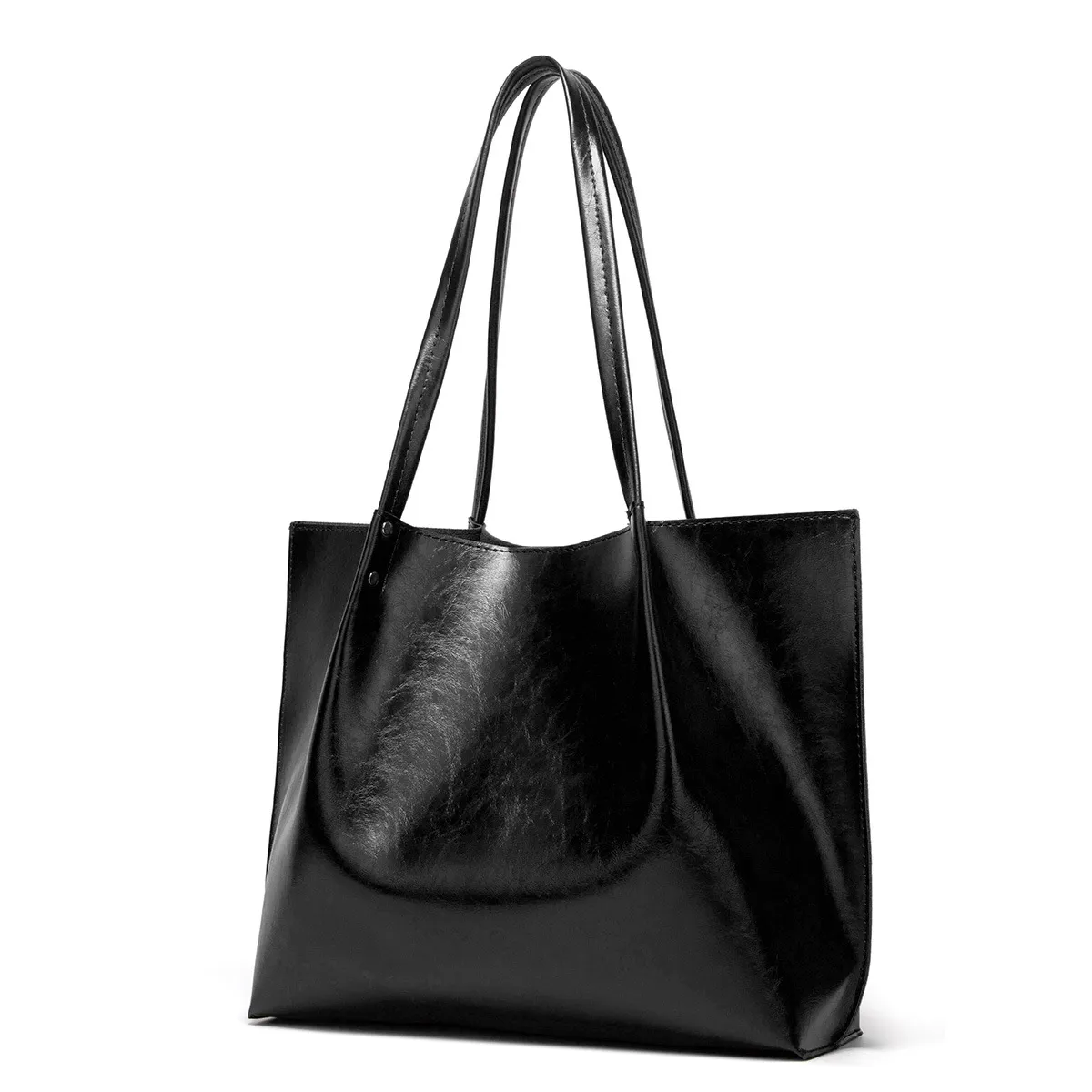 Mode kvinnors väska olje vax läder handväska fast design axelväska