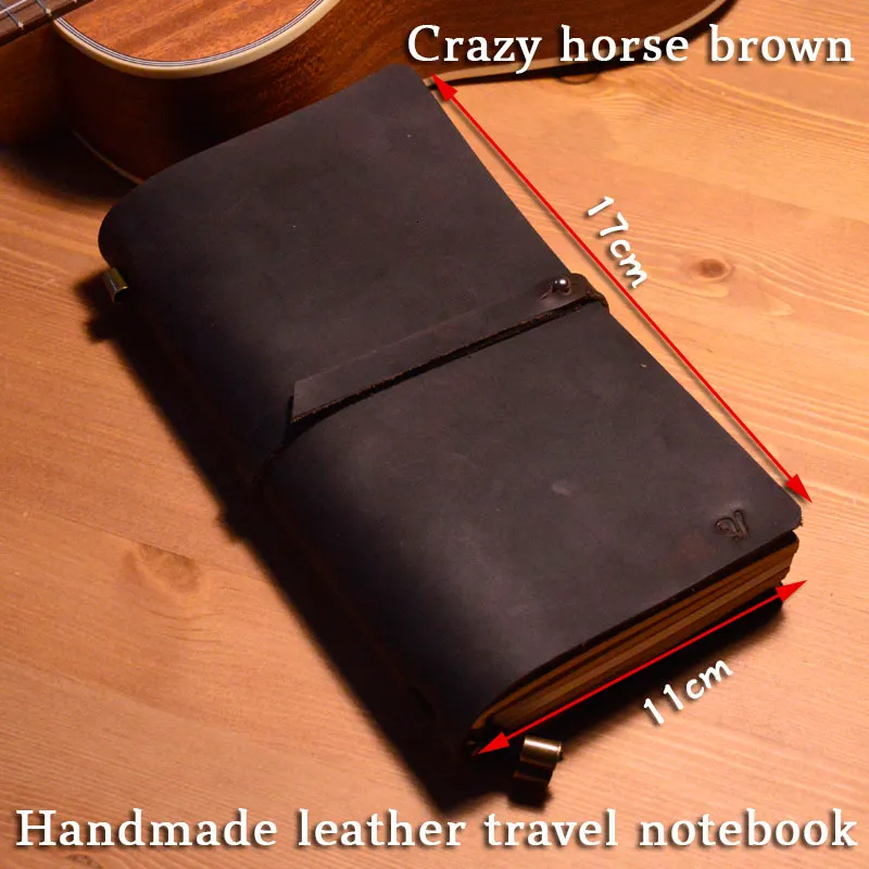 Anteckningar Soft Leather Journal Travel Notebook Handgjorda vintage Dagbok Traveler Cover Refill 100g White Paper Hand Account Cowhide Notepad 230309