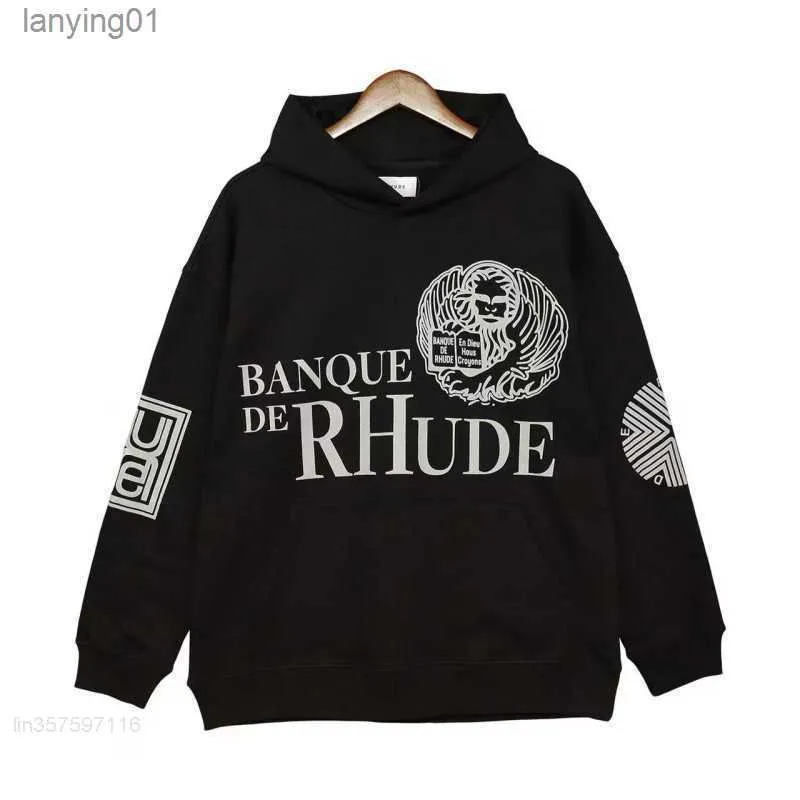 Heren Rhude-ontwerper Hoodie Letter-gedrukte lang mouwen straatvakantie Casual kleding 23 S-XL