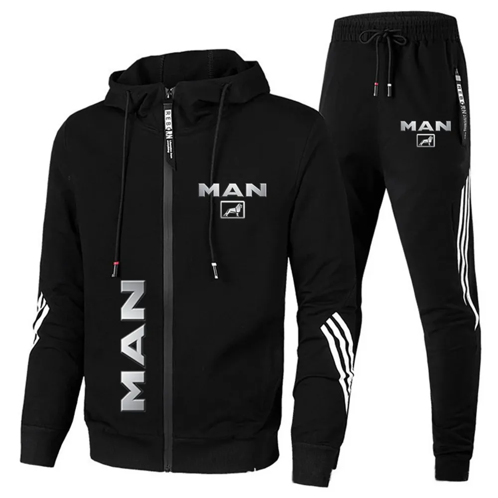 Survêtements pour hommes vêtements de sport homme voiture impression sweat à capuche pantalon 2PK coupe décontractée course Fitness 230308