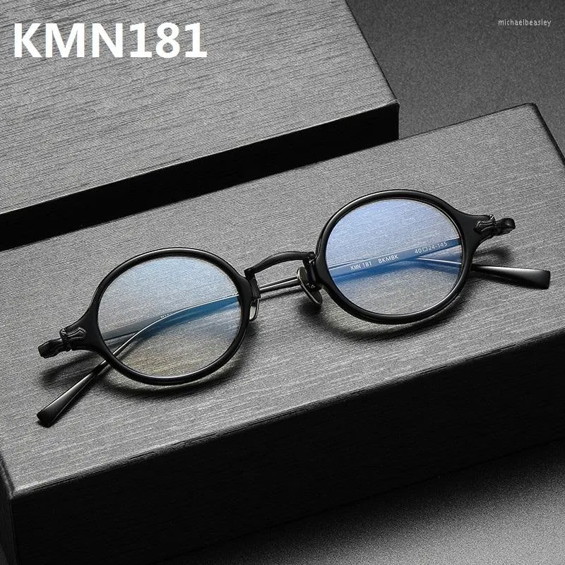 Sonnenbrillenrahmen Japanisches handgefertigtes Design KMN181 Retro Runde Acetat Titan Brillengestell Männer Frauen Brillen Optische Brillen Blaues Licht