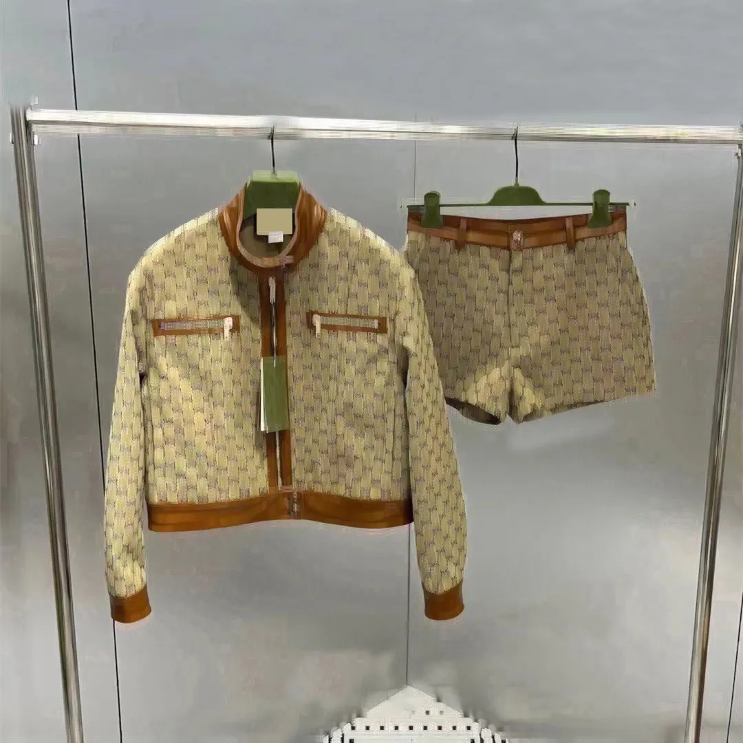 Jaquetas femininas de grife Conjuntos de duas peças calças roupas curtas jaqueta agasalhos gola redonda roupas de marca de luxo mangas compridas estilo lazer roupas esportivas tamanho SML A568