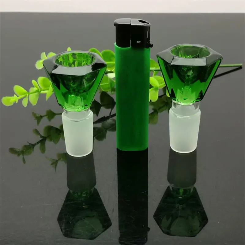 Pipas para fumar Vidrio de diamante verde Cabeza de burbuja Accesorios para cigarrillos Gran vidrio Pyrex