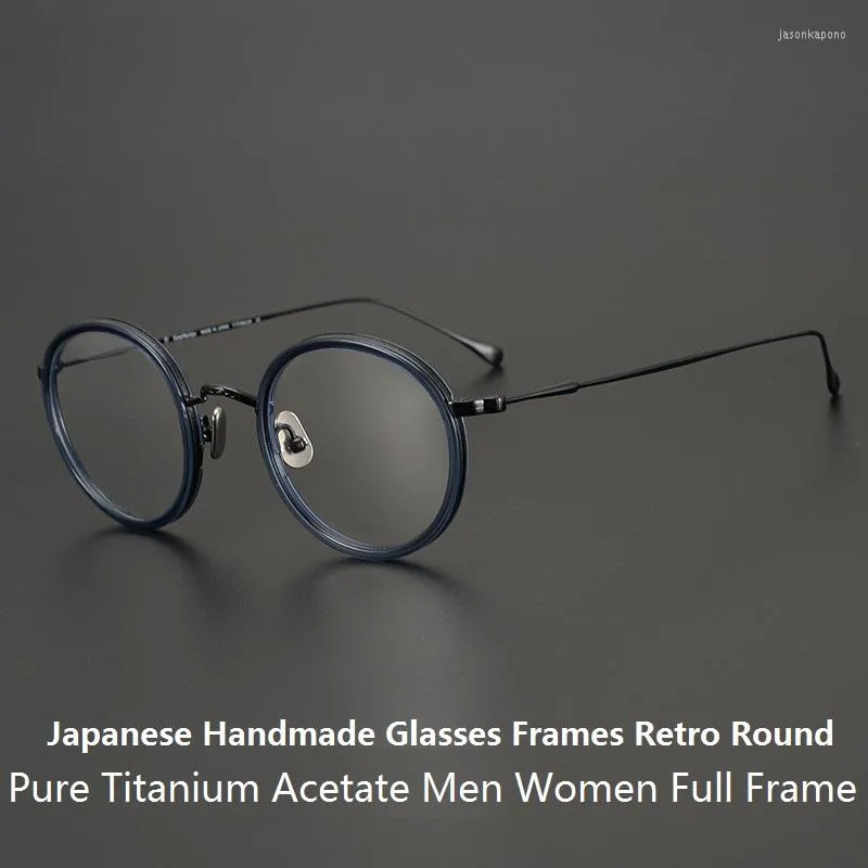 Sunglasses Frames Japanese Handmade Pure Titanium Glasses Frame KMN139 Retro Round Classic Fashion Men Women Full Myopia Eyeglasses Eyewear