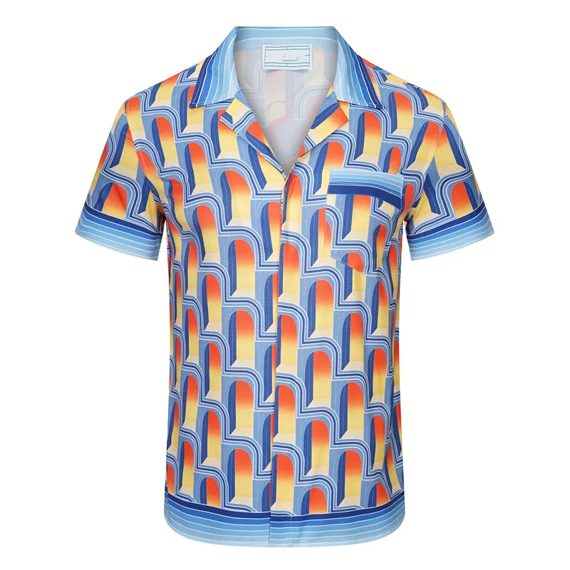 2023 Camisa hawaiana de manga corta para hombre con estampado de moda con botones y camisas casuales de bolos camisa de vestir de verano para hombre 688