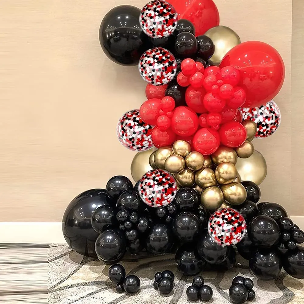 Autres Fournitures De Fête Dévénement Kit De Guirlande De Ballons Rouge Noir  Fête De Confettis Dorés
