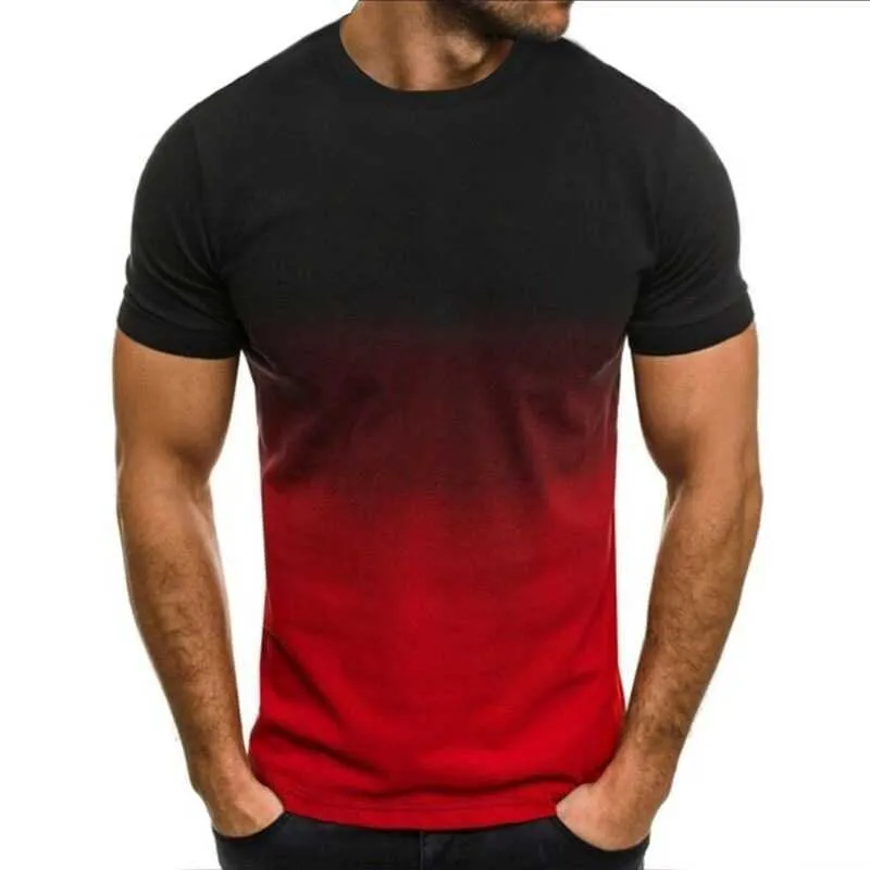 T-shirt da uomo Estate calda da uomo sottile allentata manica corta moda da uomo Serie gradiente adolescenti T-shirt con colletto tondo stampata in 3D grande G230309