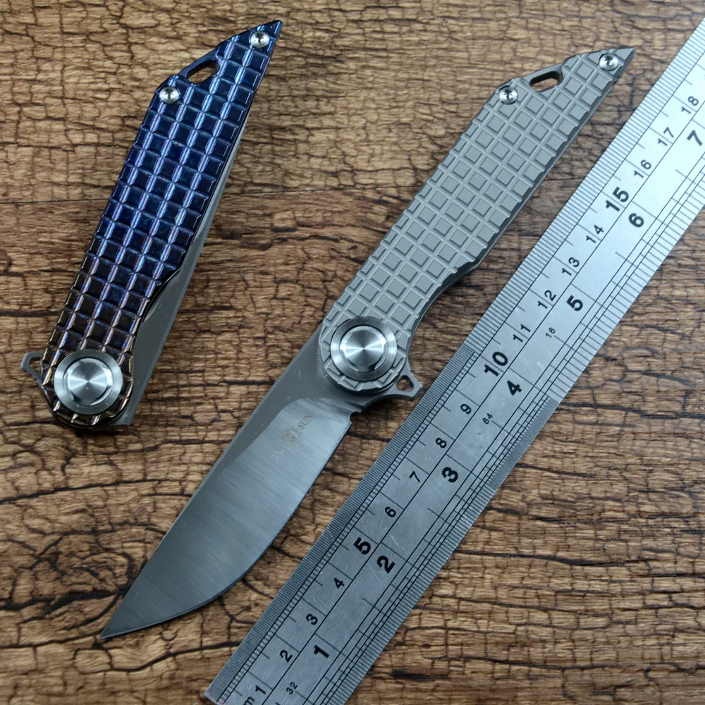 TWOSUN Coltello M390 Pieghevole Lama In Raso Flipper Apertura Veloce TC4 Manico In Titanio Caccia di Campeggio Esterna Coltelli Da Tasca Strumenti EDC TS308