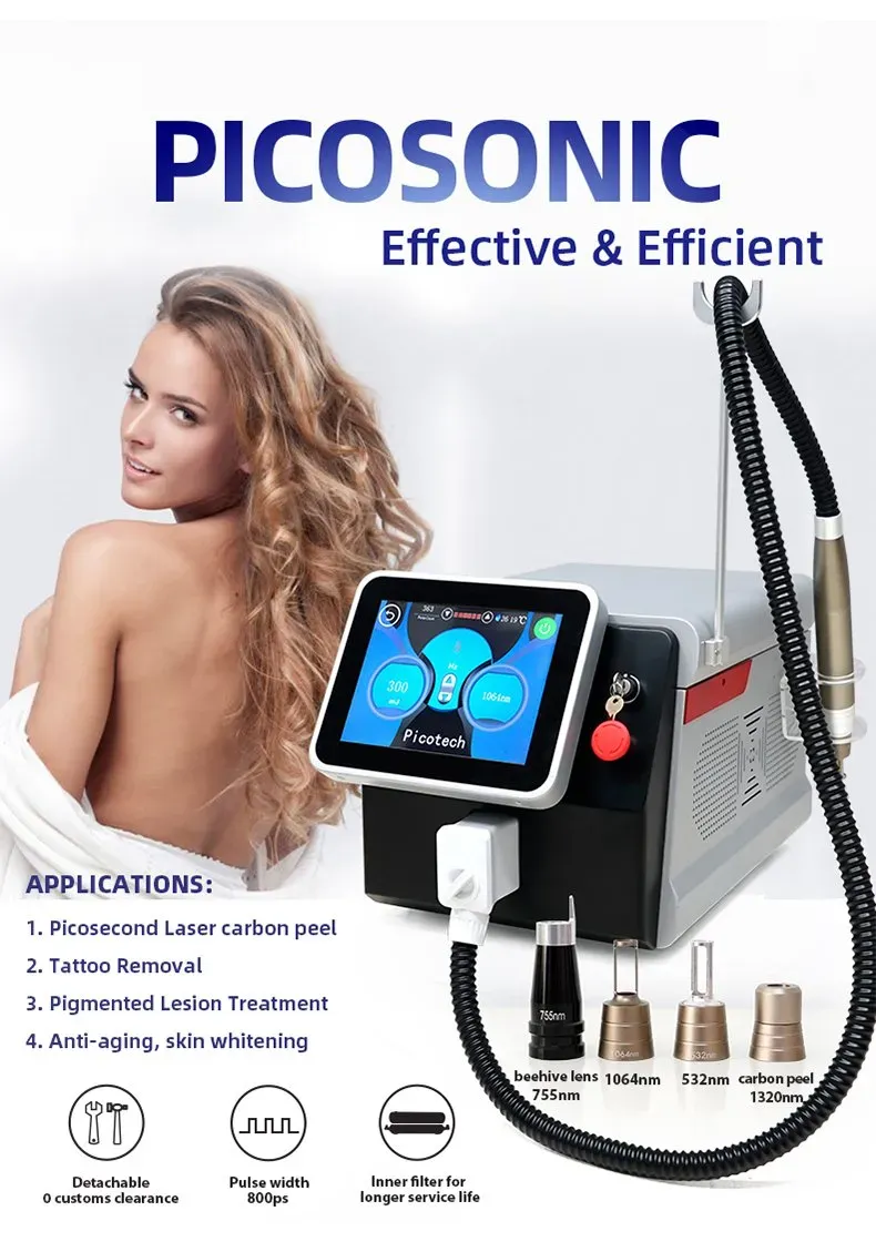 Máquina de remoção de pigmentação com troca de laser q pico para a pele de rejuvenescimento da pele acne acne círculos escuros Tratamento