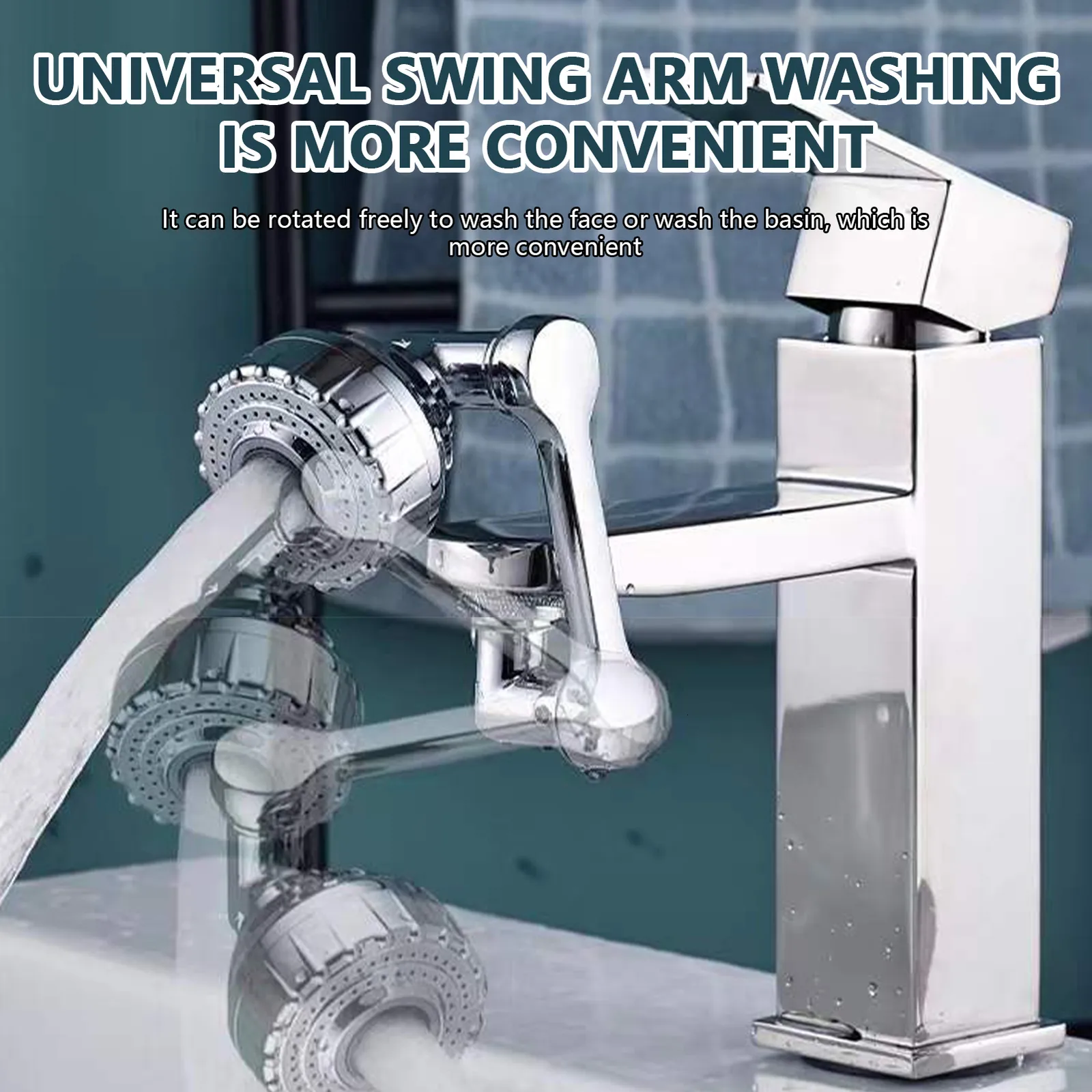 Autres accessoires de robinetterie，Rallonge de robinet pivotant à 1080° -  Aérateur d'eau universel pour évier - 2 modes - Pour cuisine, salle de bain  - Angle de rotation à 360° - Bras robotique multif