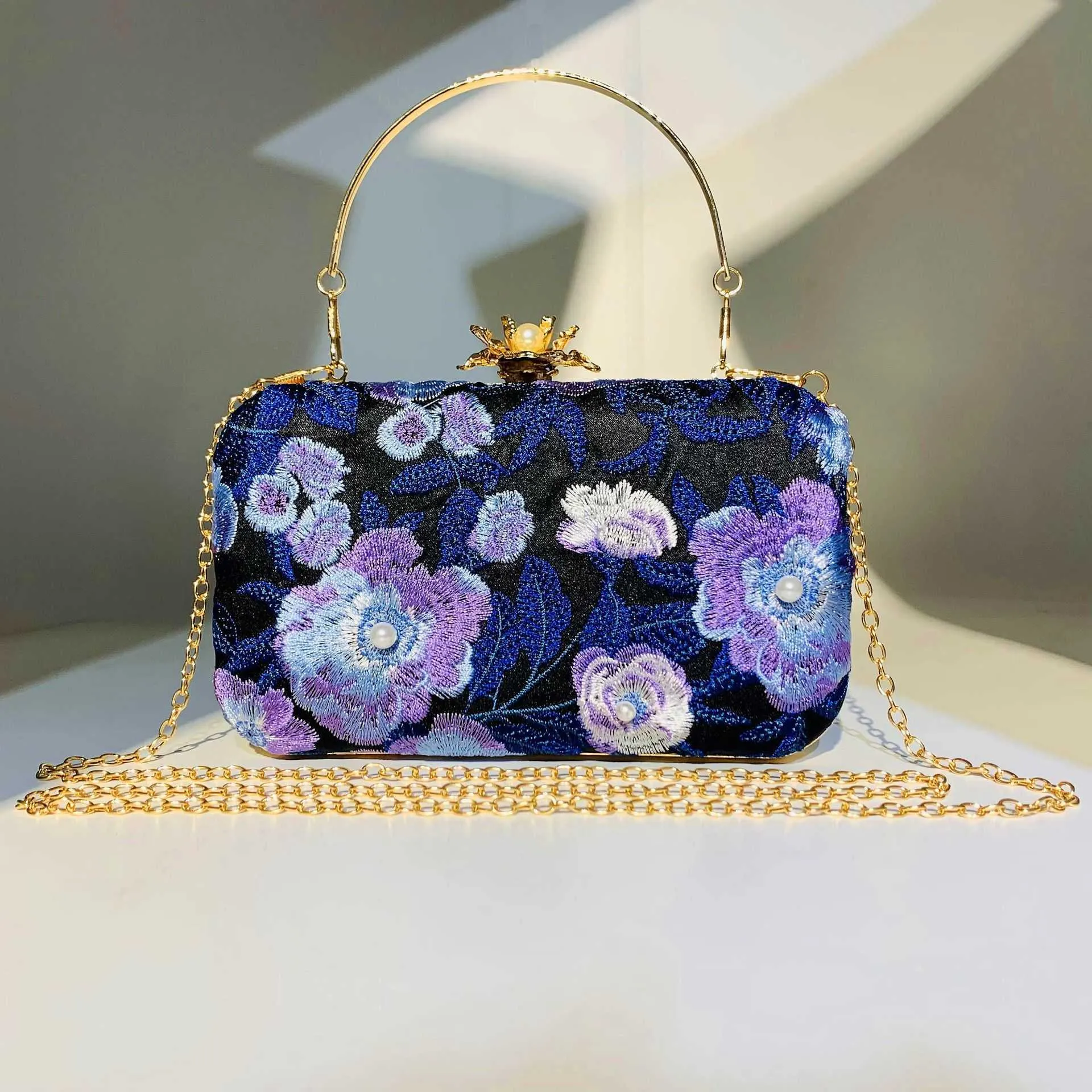 New Hengmei handbag embroidered Handmade Beaded dinner bag women's Pearl banquet evening bag women's bag 230309