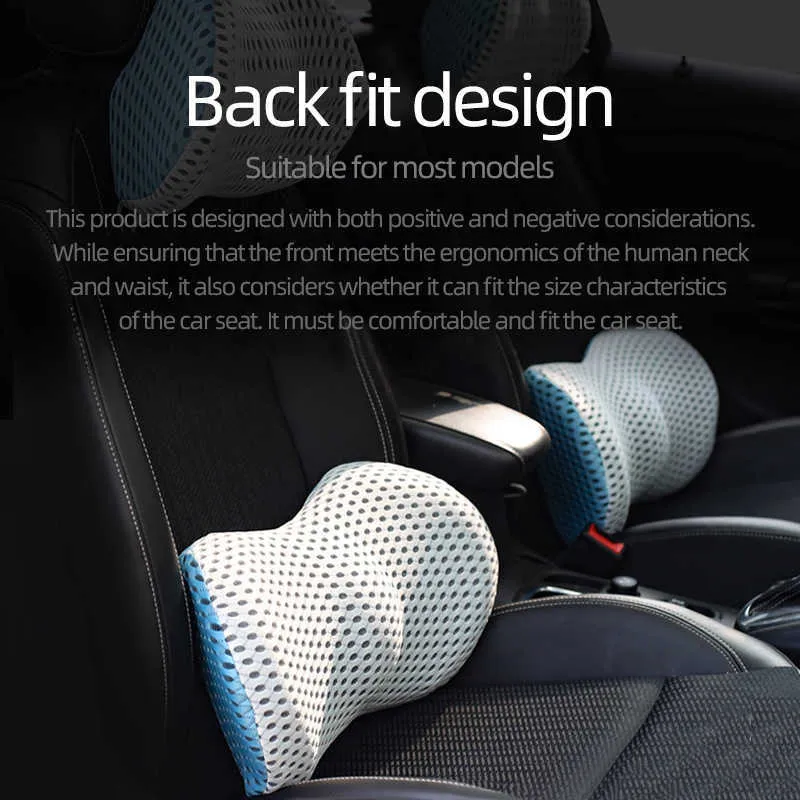 Lumbar Support Pillow and Car Neck Pillow Set,Memory Foam Back Cushion for Lower  Back Pain Relief Car Pillow for Cervical Support,Ergonomic Car Headrest  Pillow Orthopedic Backrest Cushion for Car Seat 