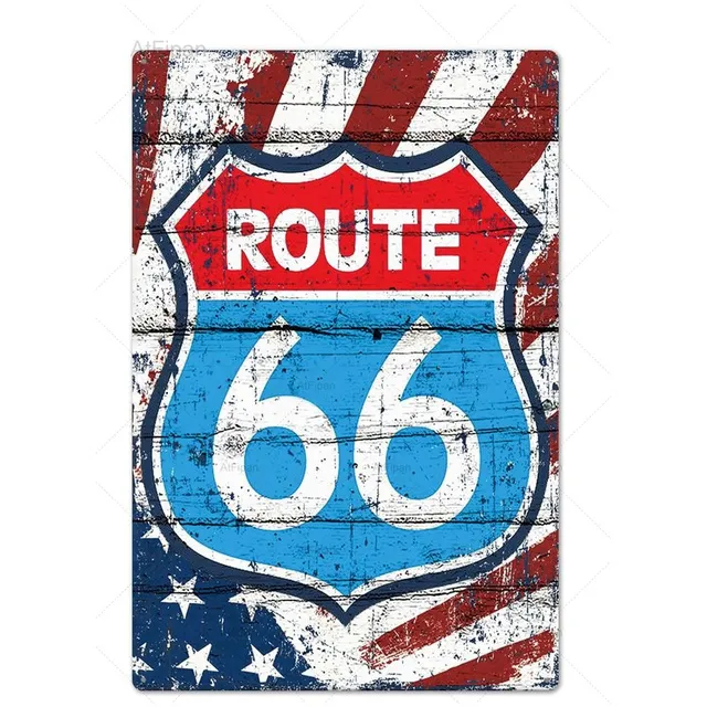 Set Di 4 Poster In Latta Vintage Route 66 – Decorazione Da Parete Per Garage E Bar – 30,5 X 20,3 Cm