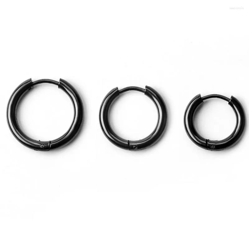 Hoop Earrings 1PCS Fashion Punk Gothic Stainless Steel Small Round For Women Men Simple Jewelry Metal Circle Earring