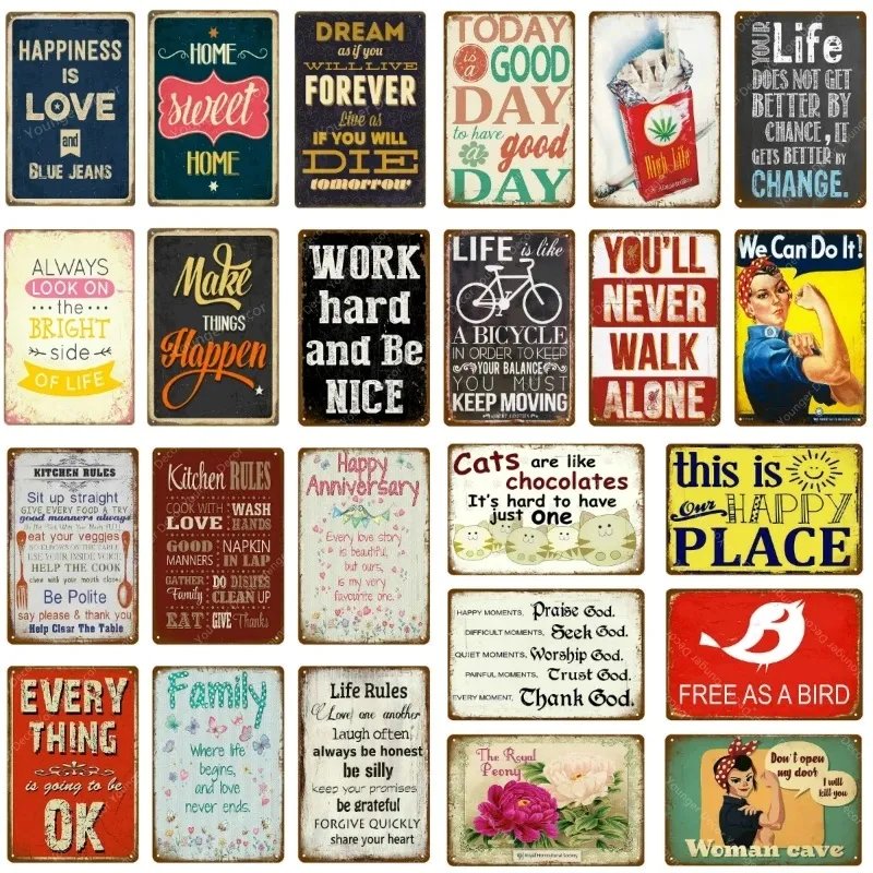 Retro this is happy place tin sign Metal Poster Tin Signs Plate Wall Decoration Vintage Art Painting Family Kitchen Rule Plaque Home Decor size 30x20cm w02