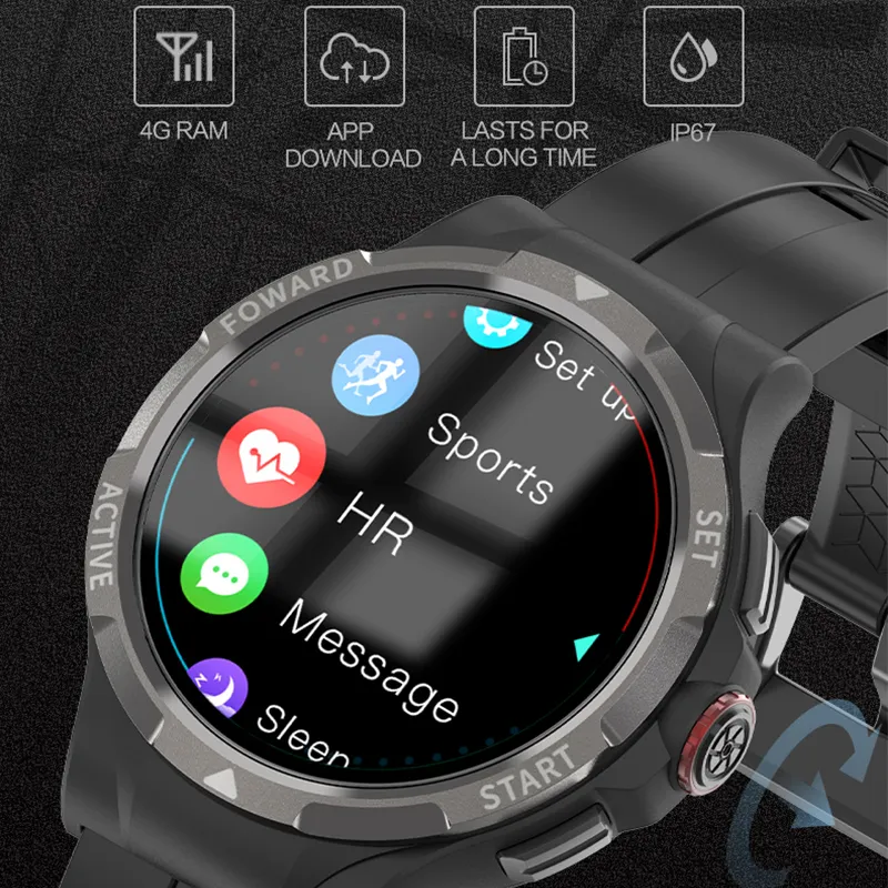 2G 3G 4G montres intelligentes internet e-sim montre intelligente hommes 4G 128G 1.43 "écran Android 9 GPS wifi 120 ° caméra rotative Smartwatch