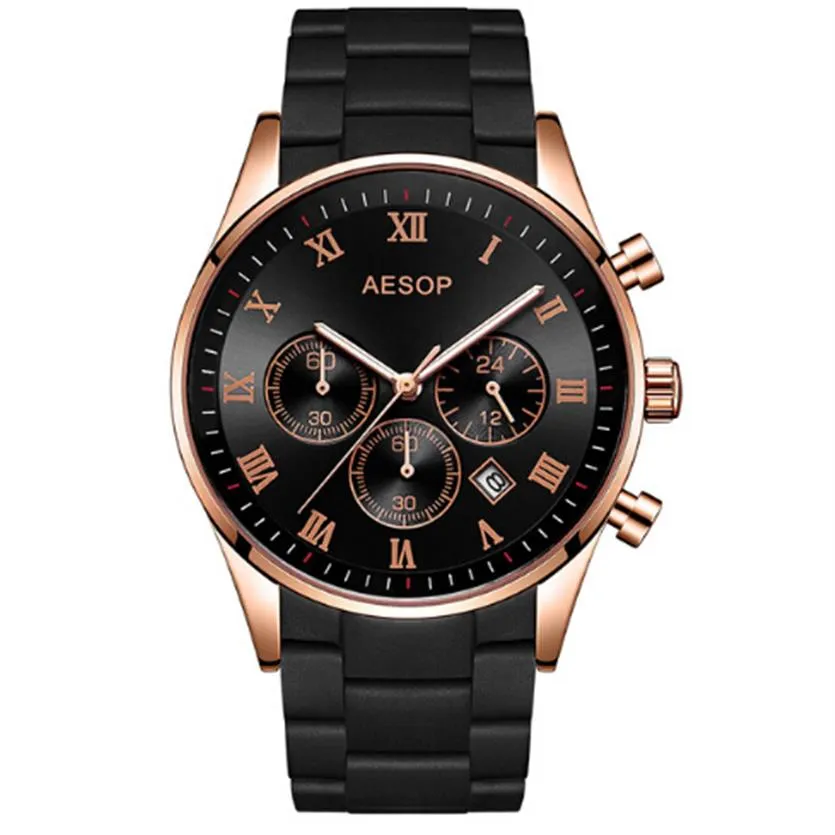 Ar montre hommes montres Quartz montre-bracelet 5905 Silicone alliage bande mode mâle horloge étanche Relogio Masculino279j