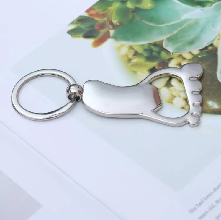 Alloy Bigfoot Bottle Openers Key Chain Little Feet Keychains Bag Pendant Wedding Favors Baby Shower Party Gift Key Ring SN5170