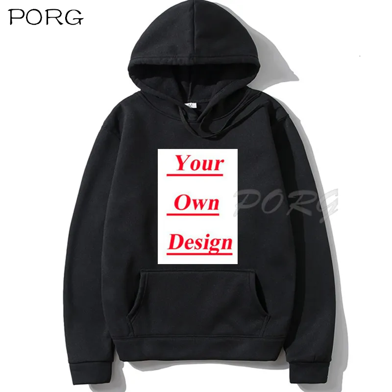 Herren Hoodies Sweatshirts Custom Schwarz Weiß Rosa Rot Grau Marineblau Streetwear Winter Unisex Polyester Eigenes Muster 230308