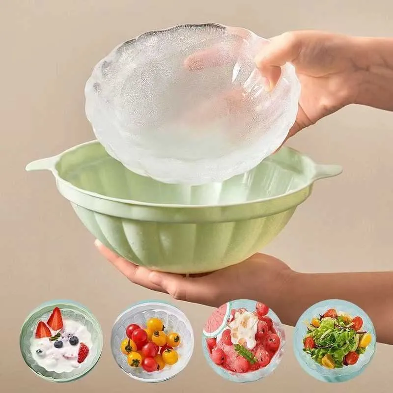 Ice Cream Tools Ice Bowl Mould Plastic DIY Creative Ice Cube Maker With Lid Ice Cube Tray Mold Forms Kitchen Ice Cube Ice Cream Party Cool Bar Z0308