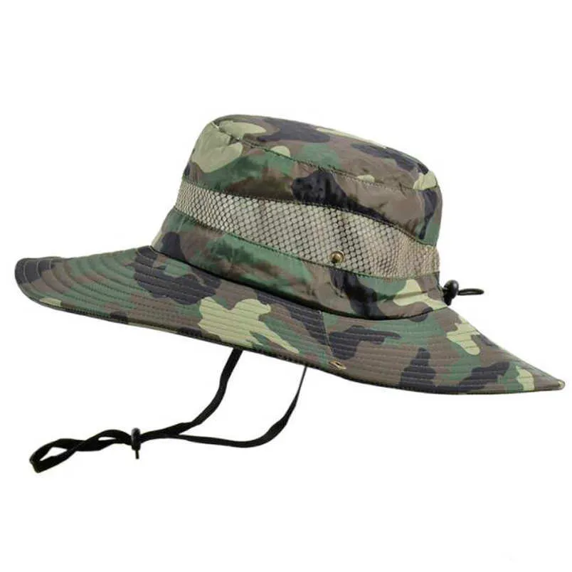 Cappelli a tesa larga Cappellino da pesca mimetico da uomo Moda Maglia traspirante Cappello a tesa larga Cappello da sole all'aperto Protezione UV da viaggio Bonnie Cappello da donna Cappello da pescatore R230308