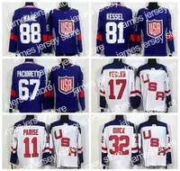 College Hockey Wears World Cup 2016 Team USA Hockey Jerseys US 11 Zach Parise 88 Patrick Kane 81 Phil Kessel 32 Jonathan Quick 67 Max Pacioretty 17 Ryan Kesler