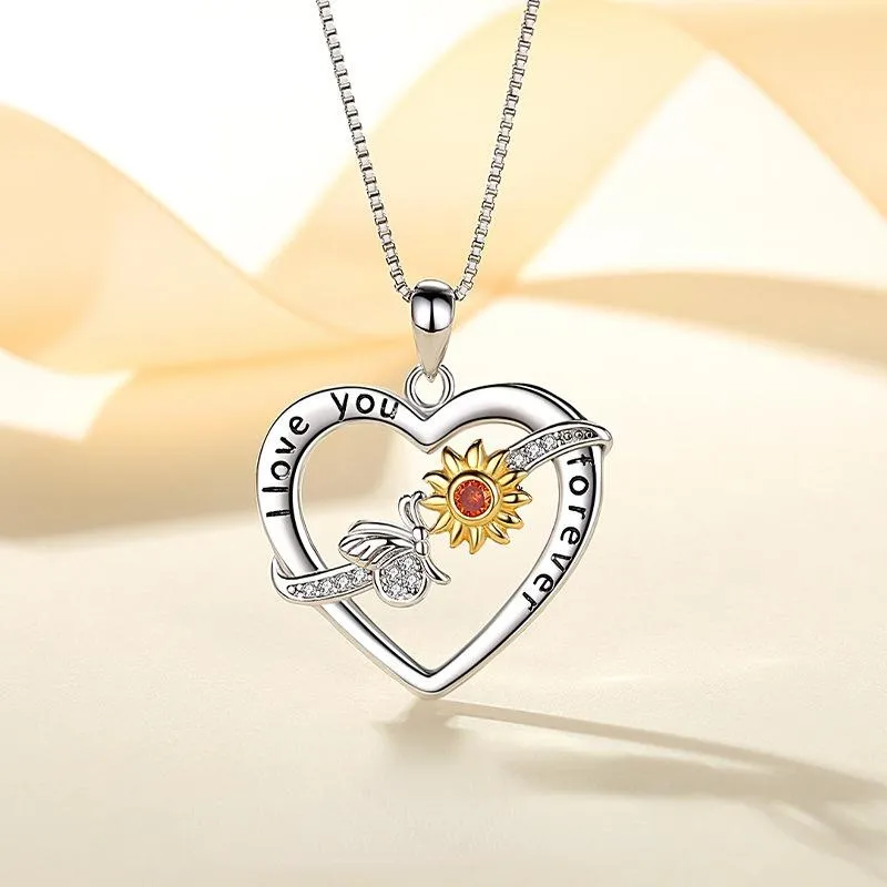 Pendant Necklaces 2023 S925 Sterling Silver Creative Heart-shaped Bee Honey Collection Lovely Love Fashion Accessories Clavicle Chain