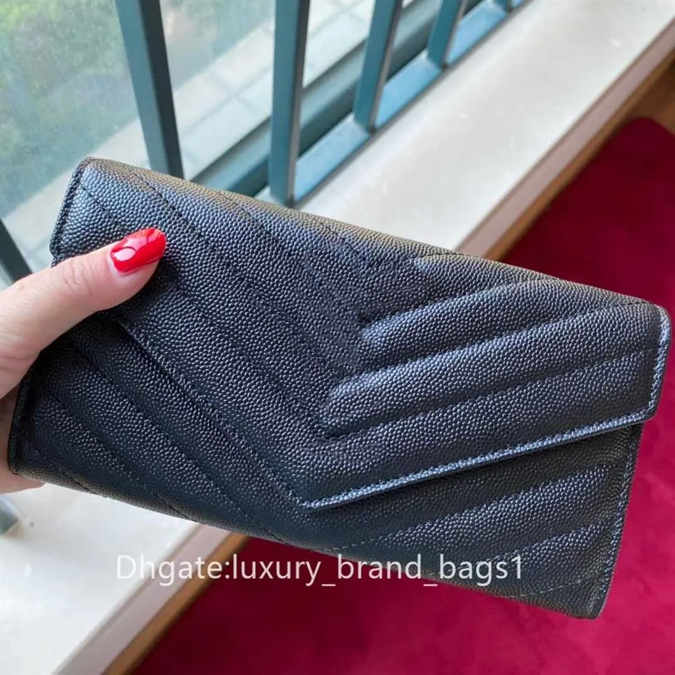 Top Qualität Brieftaschen Frauen Echtes Leder Lange Brieftasche Mode Karte Tasche Lange Frauen Schnalle Taschen Clutch Bag 19 cm mit Box2191