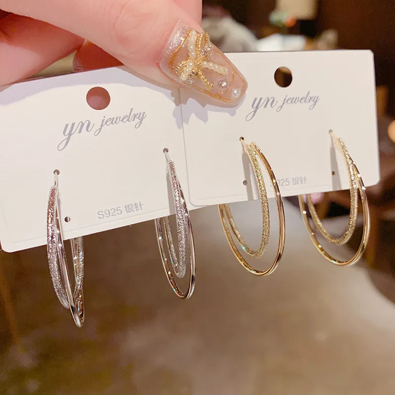 Pendientes de aro grandes de plata 925 para mujer, joyería de moda