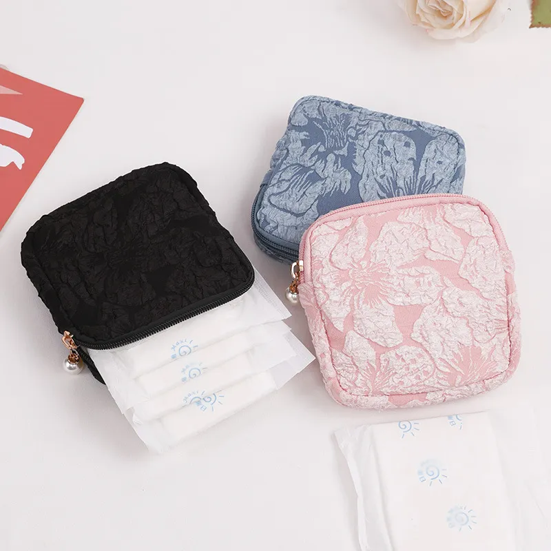 Stuff Sacks Portable Cosmetic Bag Travel Mini Coin Money ID Card Lipstick Storage Organizer Girl Sanitary servett Tampong Pad Pouch 230309