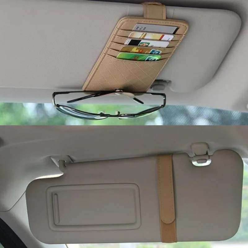 Förvaringsväskor Pocket Organizer Pouch Bag Card Glasses Holder Car-Styling Car Auto Sun Visor Point