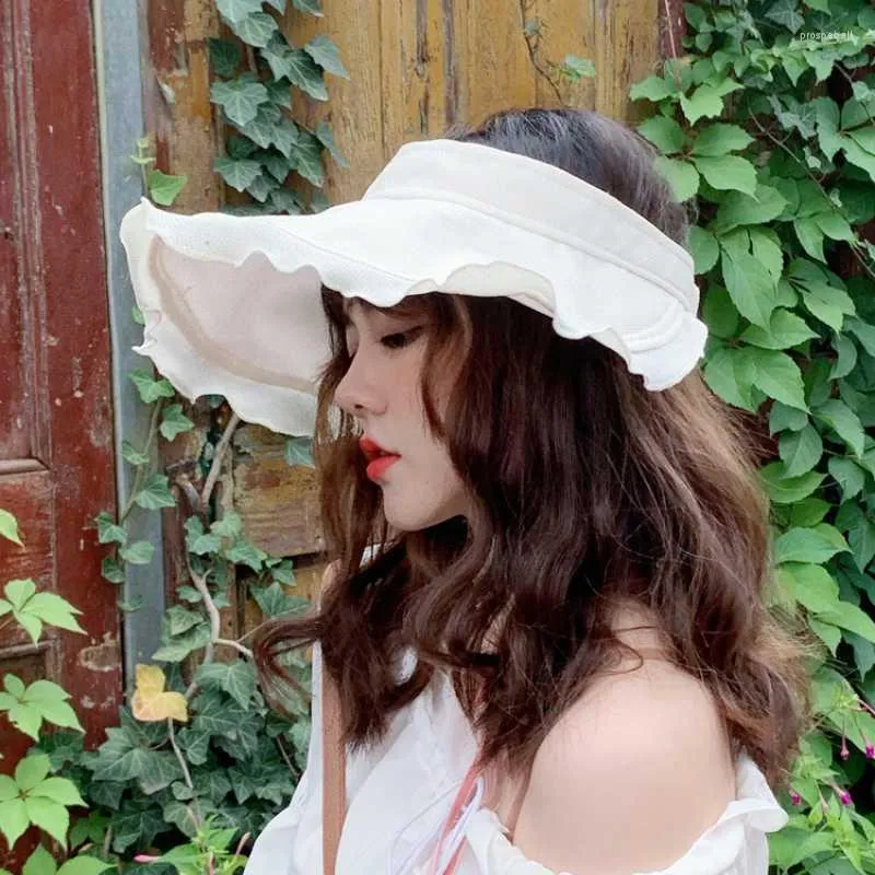 Wide Brim Hats Empty Top Hat Summer Thin Section Large-brimmed Sun Cap Riding Anti-ultraviolet Sunshade Fisherman Caps Fairy Women's
