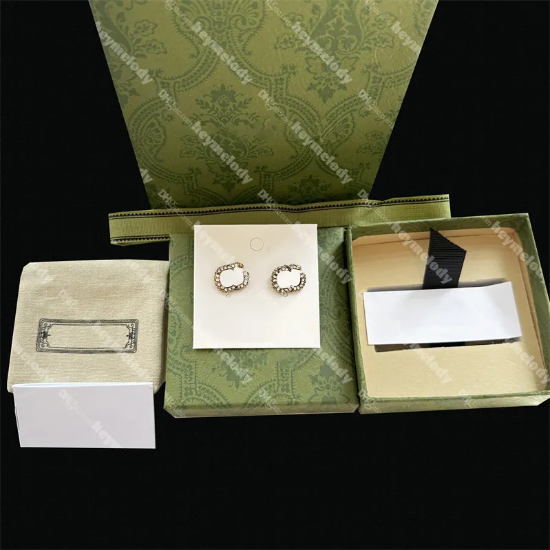 Rhinestone Letter Stud Earrings G Diamond Eardrop Designer Gold Hoop Earrings Birthday Party Jewelry Accessories