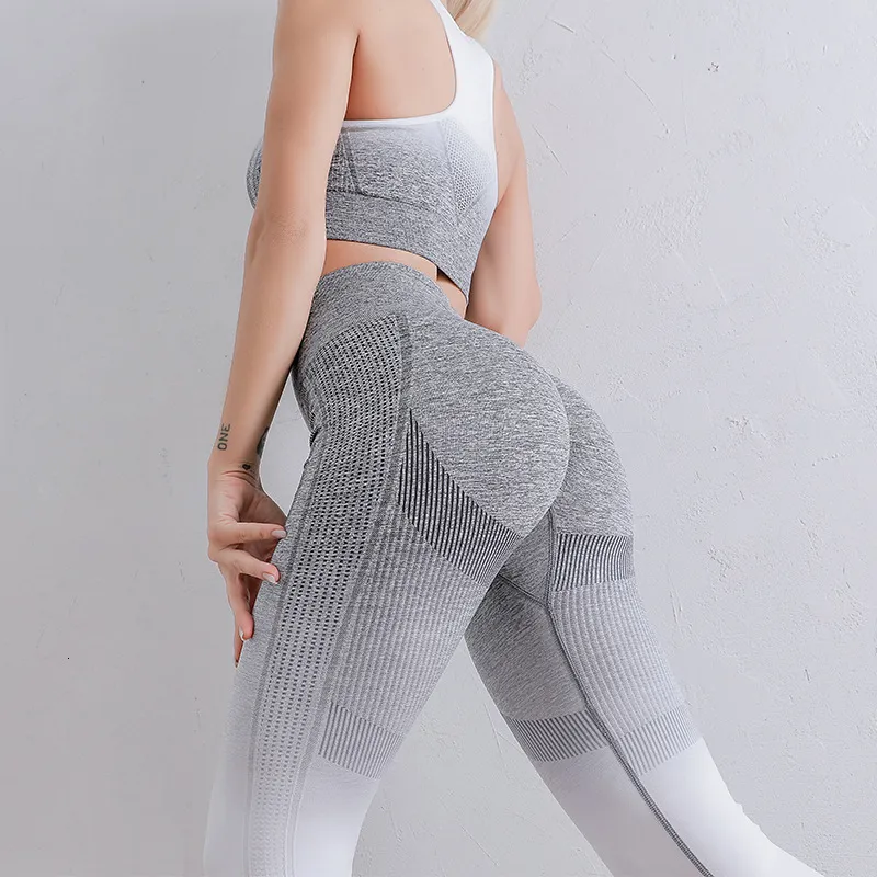 Kvinnors leggings yoga scrunch leggings gradient kvinnor tights hög midja höftlyft tights kvinnors fitness leggings gym tränar kläder kostym 230309