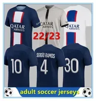 22 23 MBAPPE HAKIMI PLAYER #30 Soccer Jersey SERGIO RAMOS Maillots De Football 2022 2023 MARQUINHOS VERRATTI PSGS