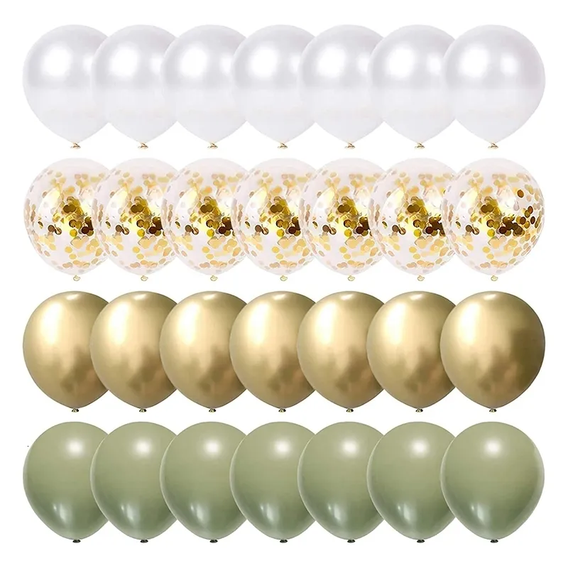 Other Event Party Supplies 1Set Balloons Eucalyptus Pearl White Gold Confetti Balloon Wedding Baby Shower Olive Green Birthday Party Decorations 230309