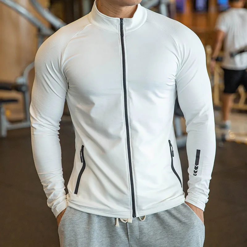 Męskie kurtki fitness sport dla mężczyzn swobodny odzież sportowa z zamkiem błyskawiczne Szybki suchy męski trening na siłowni na świeżym powietrzu płaszcze treningowe 230309