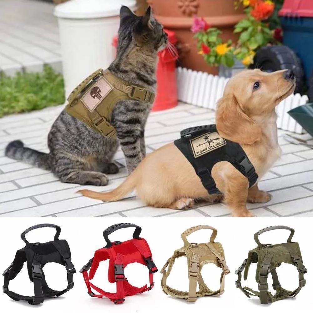 Cat Collars Leads Military Tactical Dog Harness Vest Collar